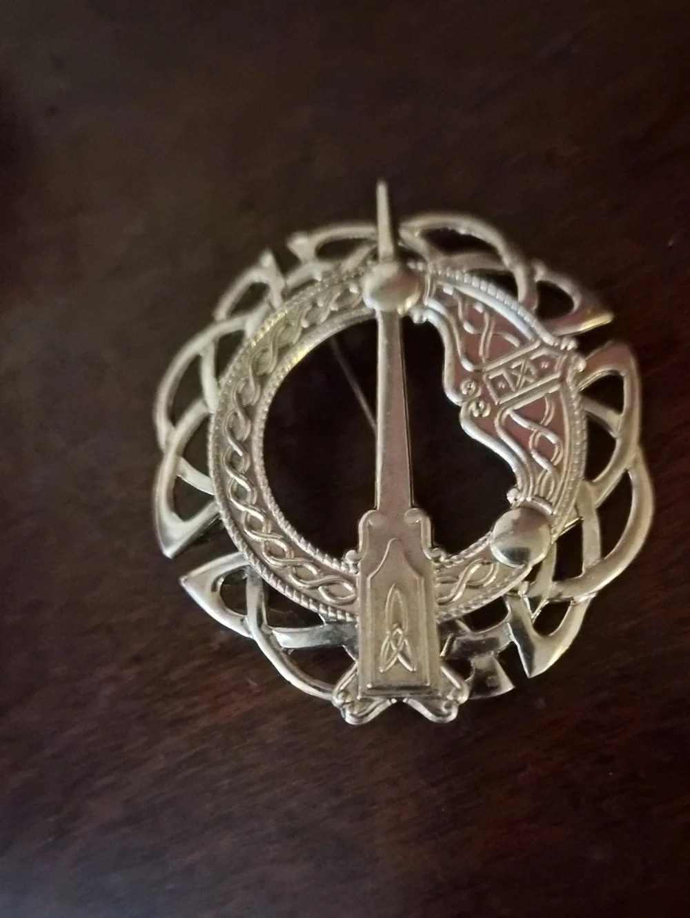 Michael Goldstone Sterling Silver Celtic Knot Brooch Pendant Signed Ireland
